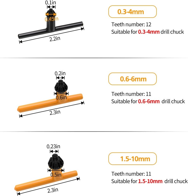 Mdvora Drill Chuck Key Wrench, 6 Sizes Drill Press Clamping Wrench Chuck Press Wrench Key - Image 4